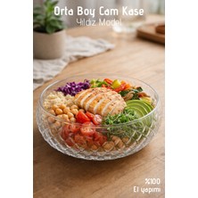 Nandy Home El Yapımı Cam, Orta Boy Yıldız Model Salata Kasesi - Bowl Kasesi