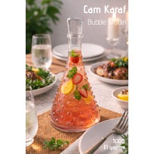 Nandy Home El Yapımı Cam, Bubble Model Kapaklı Sürahi - 1lt. Cam Sürahi