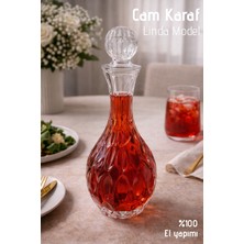 Nandy Home El Yapımı Cam, Linda Model Kapaklı Sürahi - 1lt. Cam Sürahi