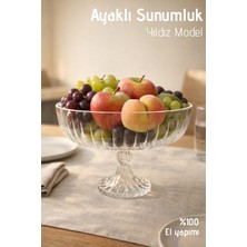 Nandy Home El Yapımı Cam, Ayaklı Yıldız Model Kase Sunumluk - Ayaklı Sunumluk