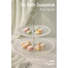 Nandy Home El Yapımı Cam, Pure Model 2 Katlı Yuvarlak Sunumluk