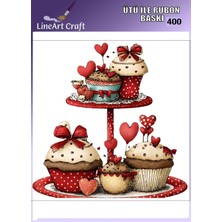 Lineart Rt 400  Kalp ve Konsept Desenli Kumaş Transfer, Ahşap Transfer, Rub On Transfer 30*30 cm