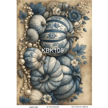 Lineart KBK105 Mavi, Kabak Desenli 29*42 cm Pirinç Dekopaj