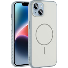 Marsilyan iPhone 15 Kılıf M-Safe Şarj Özellikli Zore Tea Kapak - Gümüş