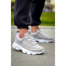 Zapatos KB707 Erkek Günlük Bağcıklı Süet Triko Spor Sneaker Ayakkabı Stbt - Gri