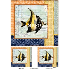 Lineart MRN77 Balık Desenli 29*42 cm Pirinç Dekopaj