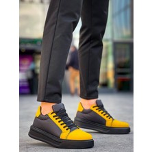 Zapatos KB-X46 Erkek Günlük Bağcıklı Paraşüt Kumaş Süet Spor Sneaker Ayakkabı Pksst - Siyah/sarı