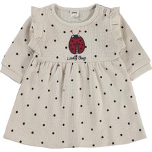 Civil Baby Uğur Böceği Nakışlı 6-18 Ay Elbise - Bej