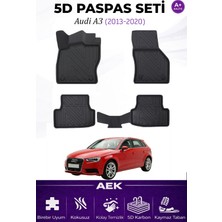 AEK Modern Audi A3 2013-2020 Araca Özel Havuzlu "karbon" Paspas Takımı