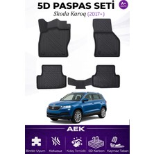 AEK Modern Skoda Karoq 2017+ Araca Özel Havuzlu "karbon" Paspas Takımı