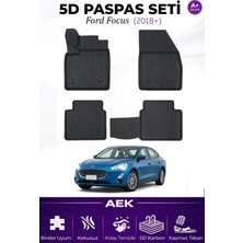 AEK Modern Ford Focus 2018+ Araca Özel Havuzlu "karbon" Paspas Takımı