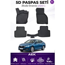 AEK Modern Skoda Octavia 2020+ Araca Özel Havuzlu "karbon" Paspas Takımı
