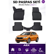 AEK Modern Skoda Fabia 2022+ Araca Özel Havuzlu "karbon" Paspas Takımı