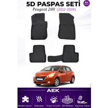 AEK Modern Peugeot 208 2012-2019 Araca Özel Havuzlu "karbon" Paspas Takımı