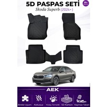 AEK Modern Skoda Superb 2024+ Araca Özel Havuzlu "karbon" Paspas Takımı