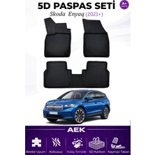 AEK Modern Skoda Enyaq 2021+ Araca Özel Havuzlu "karbon" Paspas Takımı