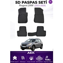 AEK Modern Peugeot 2008 2013-2019 Araca Özel Havuzlu "karbon" Paspas Takımı