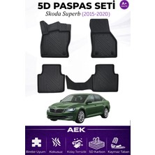 AEK Modern Skoda Superb 2015-2023 Araca Özel Havuzlu "karbon" Paspas Takımı