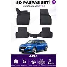 AEK Modern Skoda Scala 2019+ Araca Özel Havuzlu "karbon" Paspas Takımı