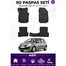 AEK Modern Renault Clio 3 2005-2012 Araca Özel Havuzlu "karbon" Paspas Takımı