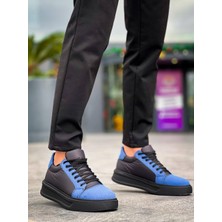 Zapatos KB-X46 Erkek Günlük Bağcıklı Paraşüt Kumaş Süet Spor Sneaker Ayakkabı Pksst - Siyah/mavi