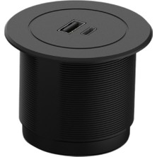 Metalline® 12 V Cırcular-Lıne Usb-A/usb-C 10W (5V-2A) Yeni- Adaptörlü/siyah Soft Touch