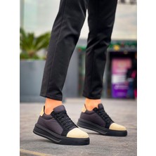 Zapatos KB-X46 Erkek Günlük Bağcıklı Paraşüt Kumaş Süet Spor Sneaker Ayakkabı Pksst - Siyah/bej