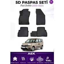 AEK Modern Fiat Doblo 2015-2022 Araca Özel Havuzlu "karbon" Paspas Takımı