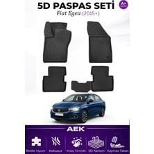 AEK Modern Fiat Egea Sedan 2015+ Araca Özel Havuzlu "karbon" Paspas Takımı