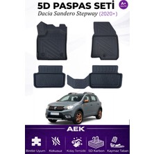 AEK Modern Sandero 2020+ Expression Araca Özel Havuzlu "karbon" Paspas Takımı