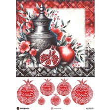 Atölye Smile 3533 Nar Desenli 29*42 cm Pirinç Dekopaj