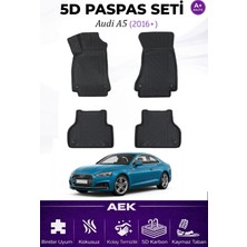 AEK Modern Audi A5 2016+ Araca Özel Havuzlu "karbon" Paspas Takımı