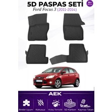 AEK Modern Ford Focus 3 Sd Hb 2011-2014 Araca Özel Havuzlu "karbon" Paspas Takımı