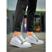 Zapatos KB-X46 Erkek Günlük Bağcıklı Paraşüt Kumaş Cilt Süet Spor Sneaker Ayakkabı Pkcsbt - Beyaz/yeşil
