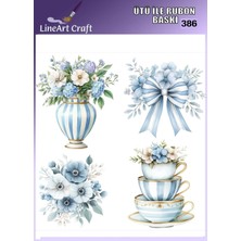 Lineart Rt 386  Mavi Mutfak Konsept Kumaş Transfer, Ahşap Transfer, Rub On Transfer 30*30 cm