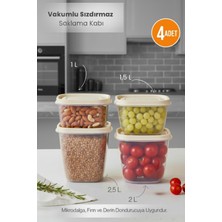 Orvila Krem 4'lü Vakumlu Sızdırmaz Kapaklı Saklama Kabı Erzak Düzenleyici Set 1l, 1,5l, 2l, 2,5l