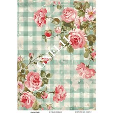 Lineart GNFL11 Yeşil Çiçek, Pötikare Desenli 29*42 cm Pirinç Dekopaj