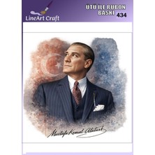 Lineart Rt 434  Büyük Lider, Atatürk Desenli Kumaş Transfer, Ahşap Transfer, Rub On Transfer 30*30 cm