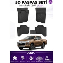 AEK Modern Mitsubishi L200 2019+ Araca Özel Havuzlu "karbon" Paspas Takımı