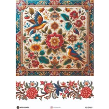 Atölye Smile 3469 Kuş ve Çiçek Desenli 29*42 cm Pirinç Dekopaj