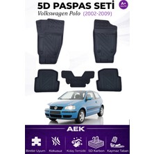AEK Modern Volkswagen Polo 2002-2009 Araca Özel Havuzlu "karbon" Paspas Takımı