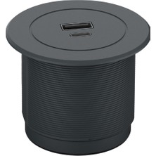 Metalline® 12 V Cırcular-Lıne Usb-A/usb-C 10W (5V-2A) Yeni- Adaptörlü/antrasit Soft Touch