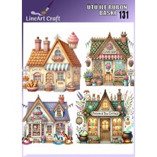 Lineart Rt 131  Tatlı Dükkanlar Desenli, Kumaş Transfer, Ahşap Transfer, Rub On Transfer 30*30 cm