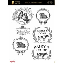 Atölye Smile SML223 Vintage Desenli 25*35 cm Açık Zemin Sulu Transfer