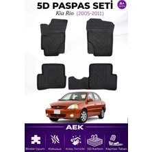 AEK Modern Kia Rio 2005-2012 Araca Özel Havuzlu "karbon" Paspas Takımı