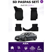 AEK Modern Audi A6 2018+ Araca Özel Havuzlu "karbon" Paspas Takımı