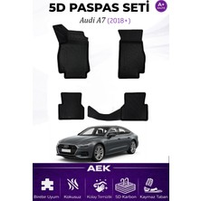 AEK Modern Audi A7 2018+ Araca Özel Havuzlu "karbon" Paspas Takımı