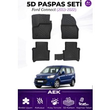 AEK Modern Ford Connect 2013-2022 Araca Özel Havuzlu "karbon" Paspas Takımı