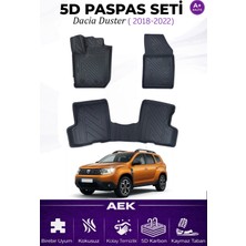 AEK Modern Dacia Duster 2018-2022 4x4 Araca Özel Havuzlu "karbon" Paspas Takımı
