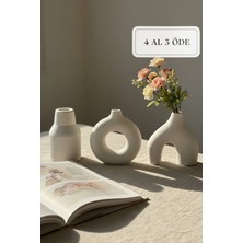 Zuri Design Modern Bohem Tarz Beton Biblo 3’lü Set – Dekoratif Minimal Set